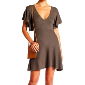 Free People, tan, small, fitted and flattering sweater dress with cut-out